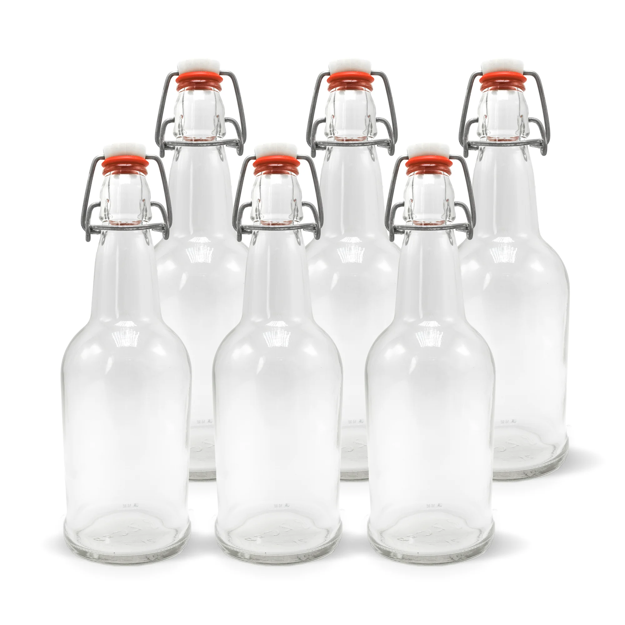 6 Pack Clear Swing Top Bottles