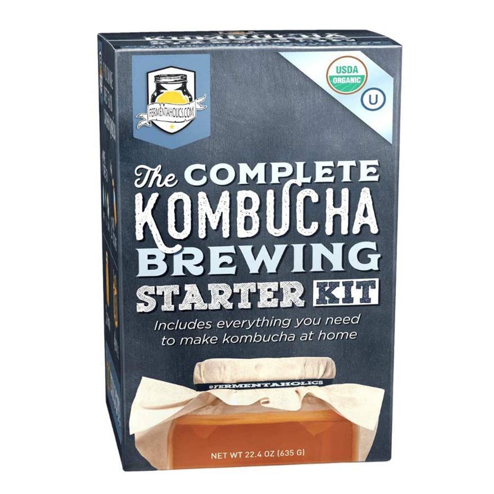 Más N/A Live Kombucha Scoby fermentada de arranque de té de cristal con cerveza artesanal Jar-azúcar y té-Instrucciones y recetas Fermentaholics The Complete Kombucha Brewing Starter Kit 