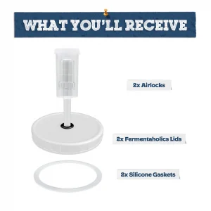 White Wide Mouth Mason Jar Fermentation Lids With 3-Piece Airlocks