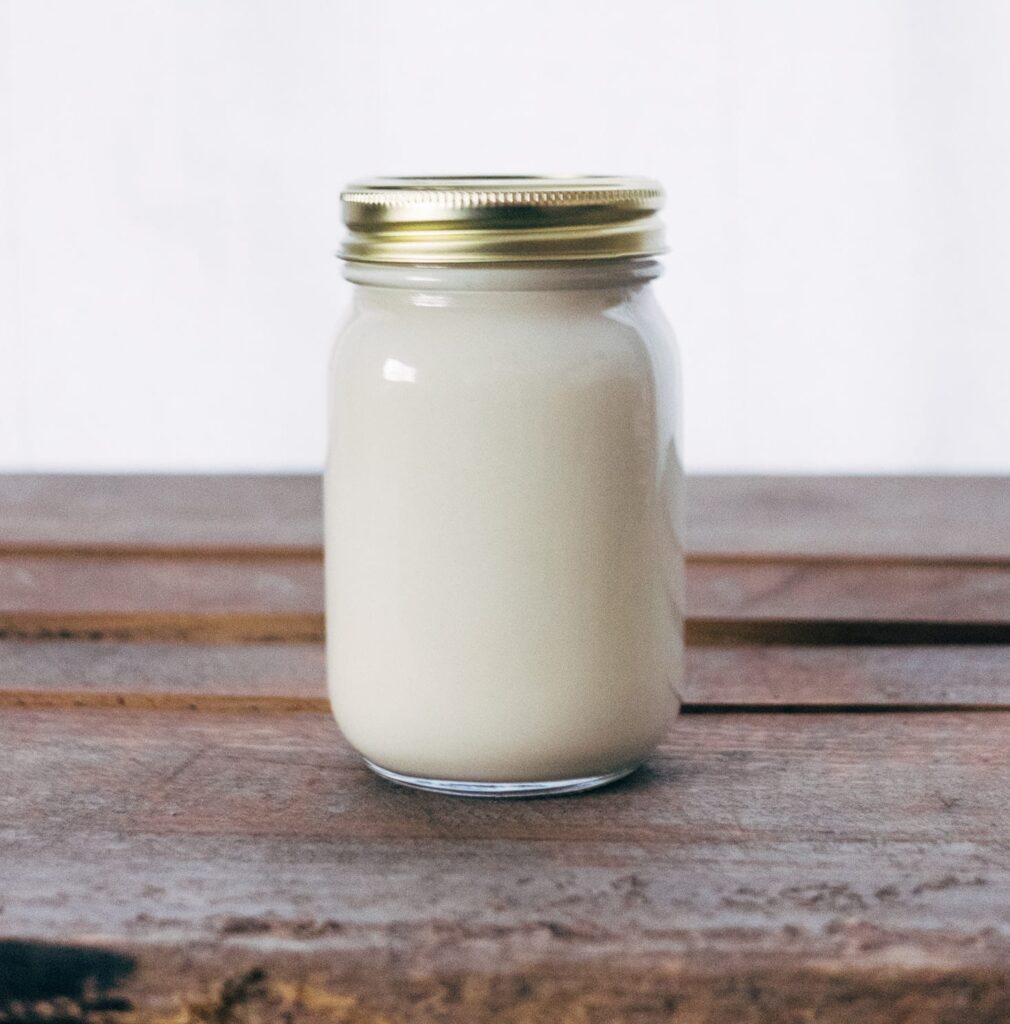 Milk kefir in mason jar