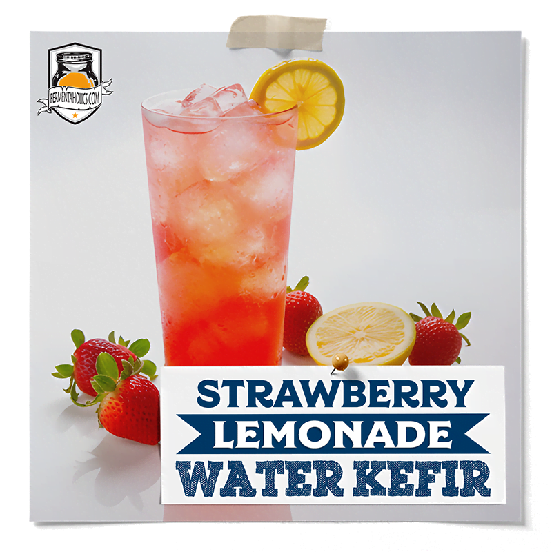 how to make strawberry water kefir lemonade