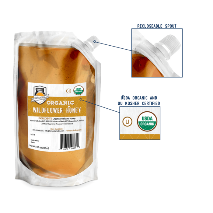Organic wildflower honey features