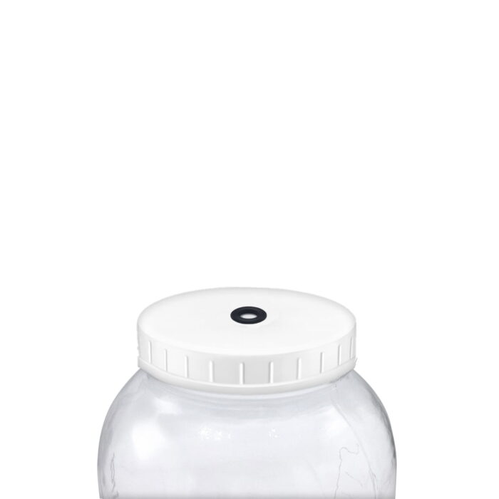 Drilled plastic wide mouth mason jar