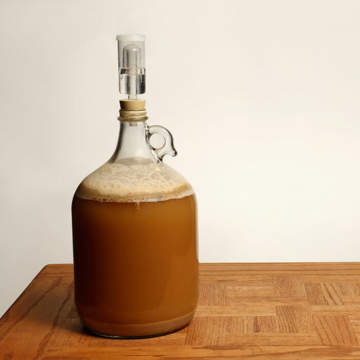 one gallon glass carboy with brew