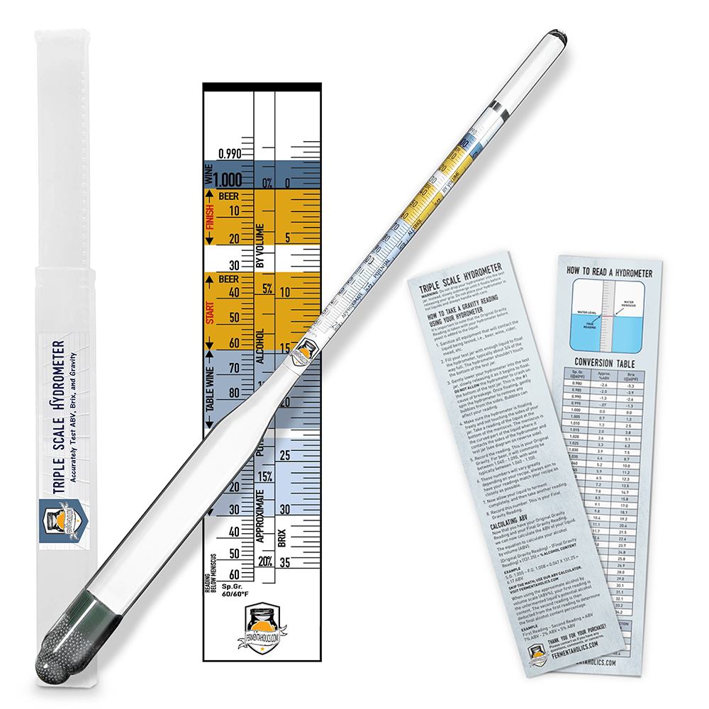 Hydrometer For Home Brewed Beer Wine Mead Kombucha Making Alcohol % ABV 