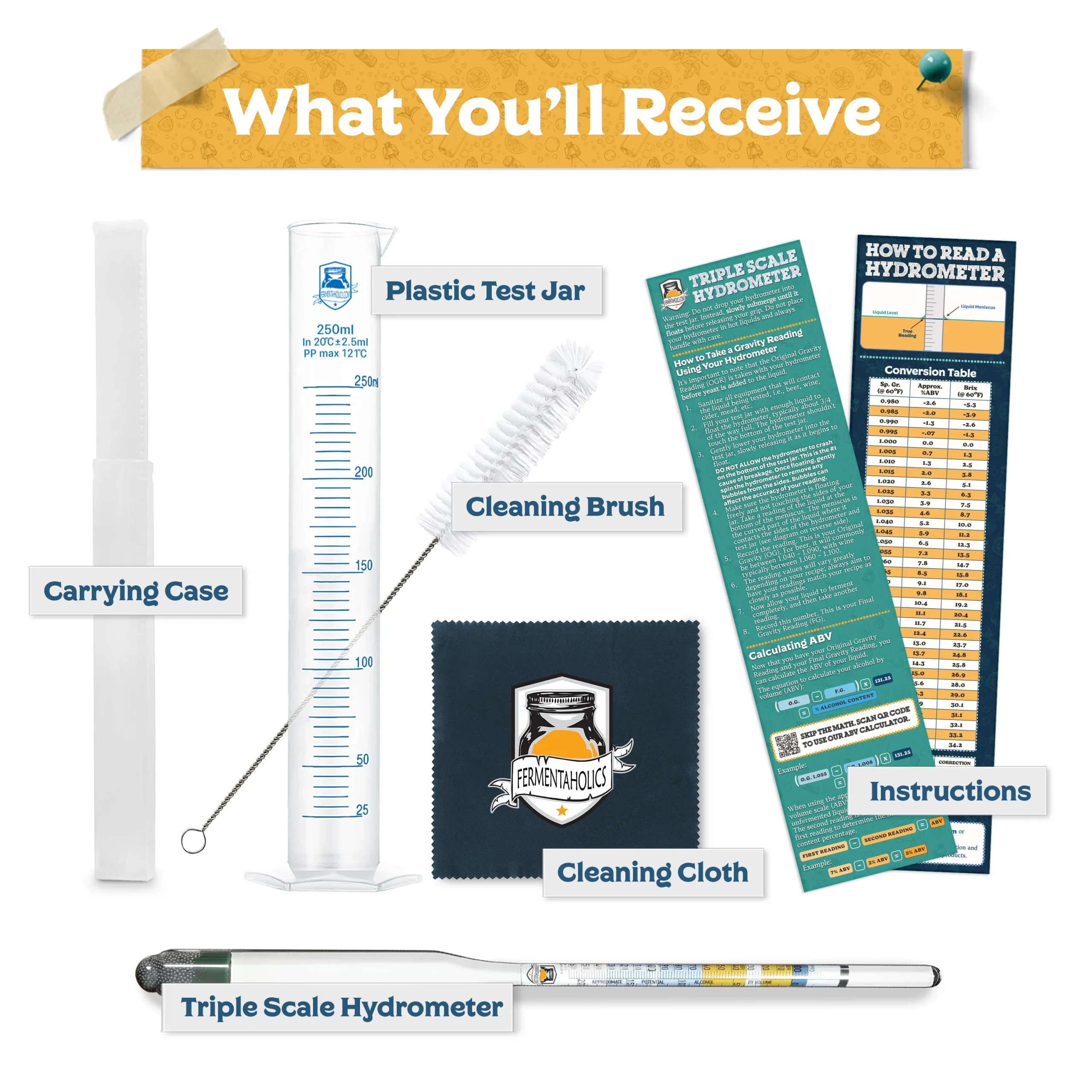 Complete Hydrometer Test Kit With Plastic Test Jar