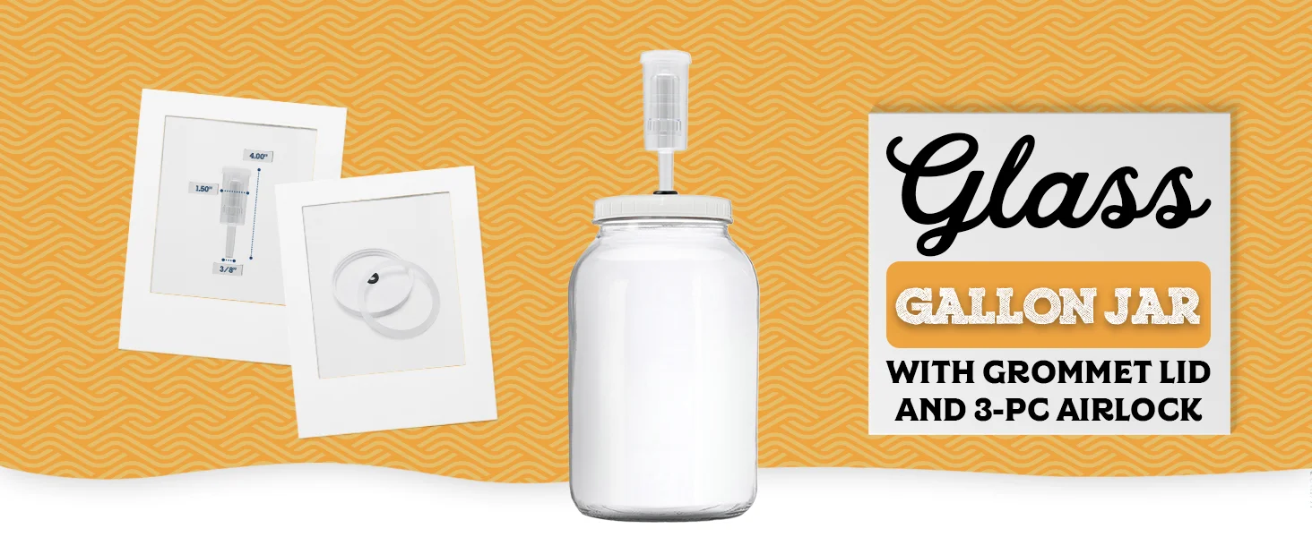 Glass Gallon Jar With Grommet Lid Set