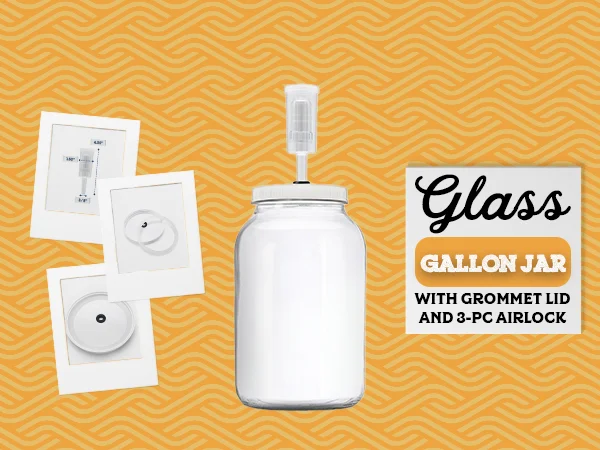 Glass Gallon Jar With Grommet Lid Set