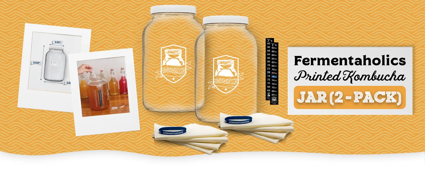 Printed Gallon Kombucha Glass Jar 2 Pack And Muslin Covers