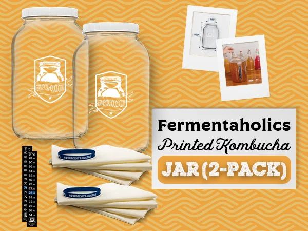 2 Pack Printed Gallon Kombucha Glass Jar