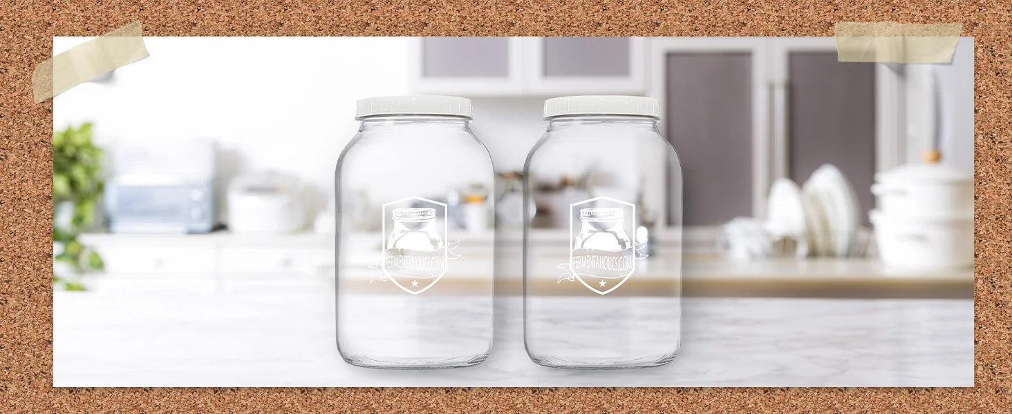 2 Pack Printed Gallon Kombucha Glass Jar