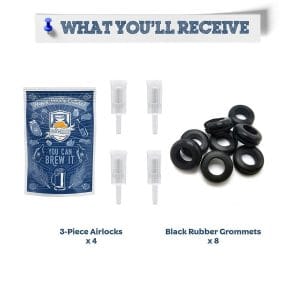 4 Airlocks with 8 Grommets