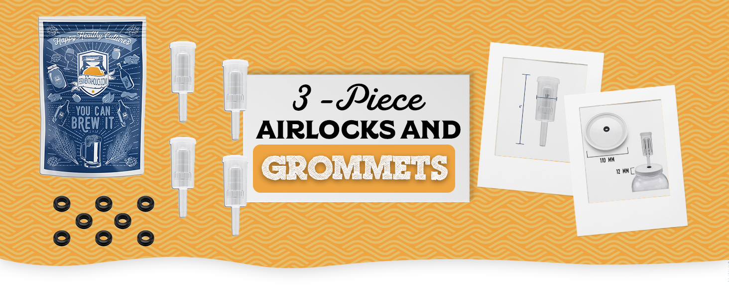 3-Piece Airlocks 4 With Grommets 8 Set