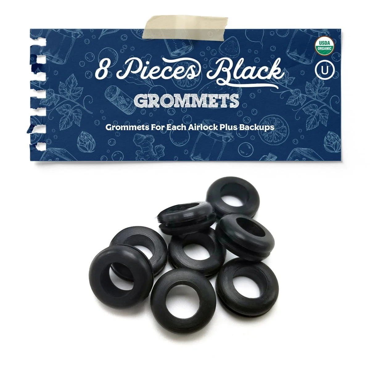 8 Black Grommets