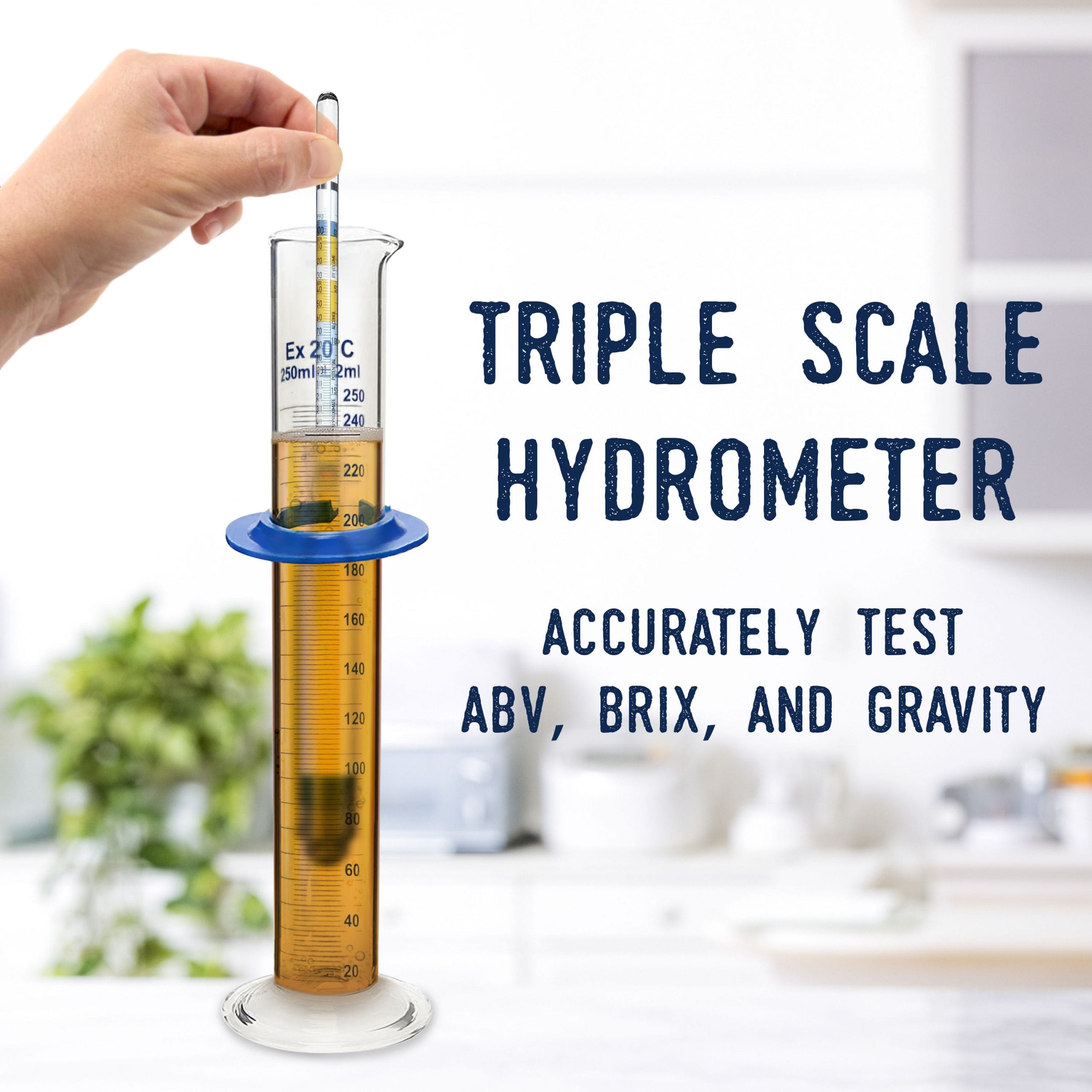 Bier & Wein Triple Scale Hydrometer, Dichtemeter, Alkoholmeter, Dichtemesser