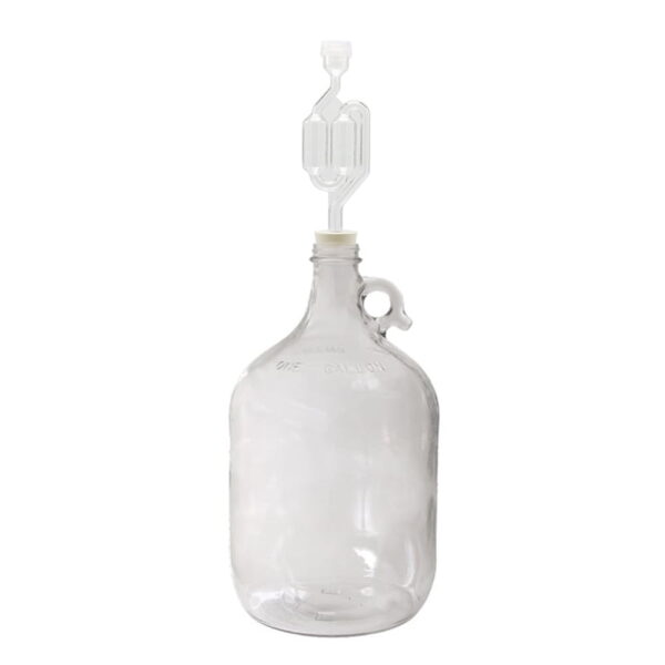 one gallon glass carboy with s airlock