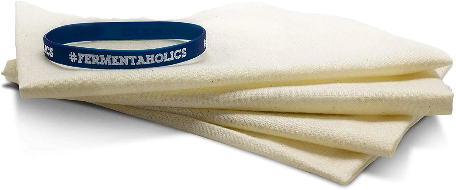 Kombucha Jar Rubber Bands And Muslin Cloth