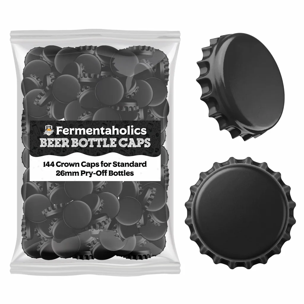 144 Black Beer Bottle Caps