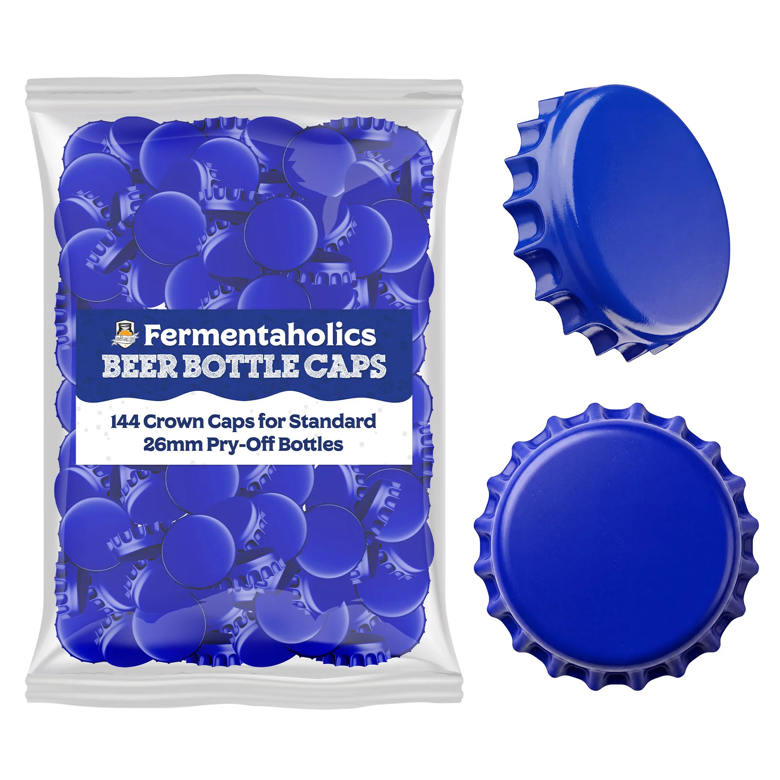 144 Blue Beer Bottle Caps