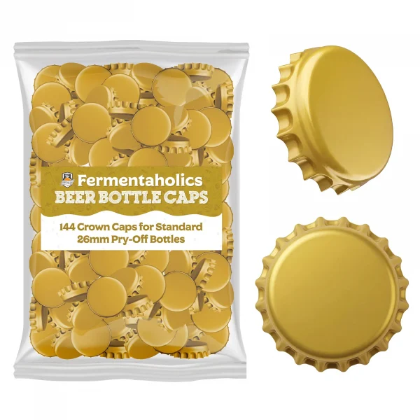 144 Gold Beer Bottle Caps