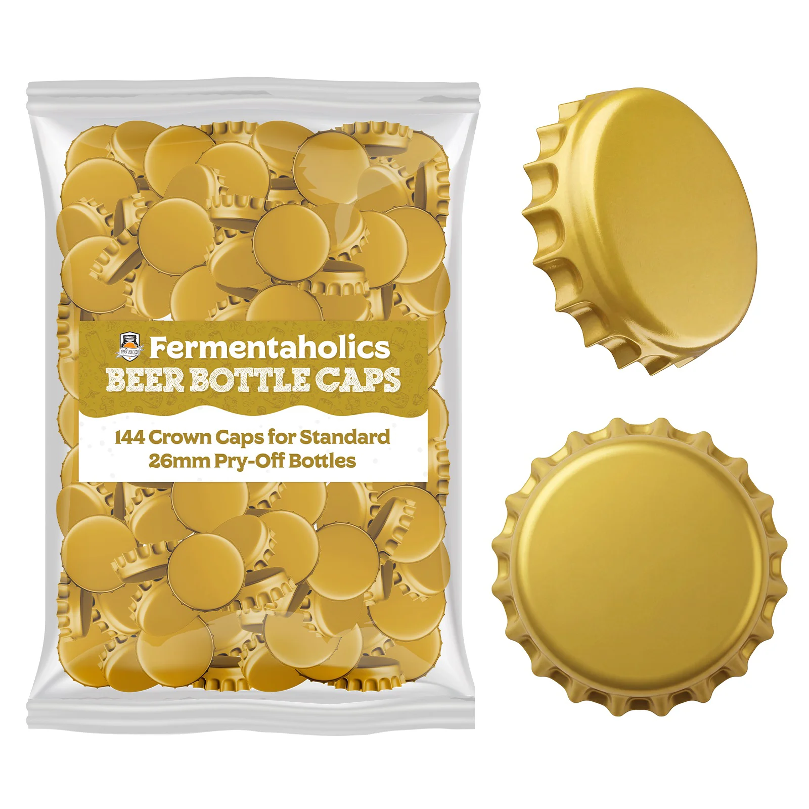 144 Gold Beer Bottle Caps