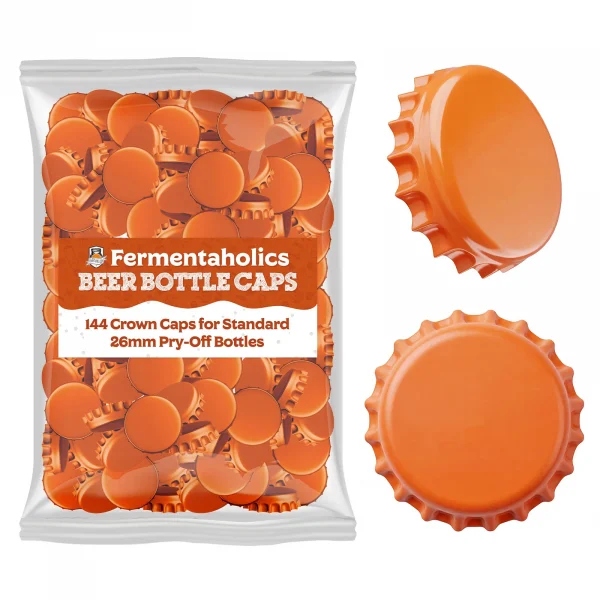 144 Orange Beer Bottle Caps