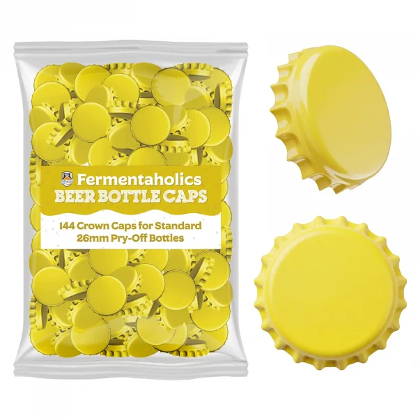 144 Yellow Beer Bottle Caps