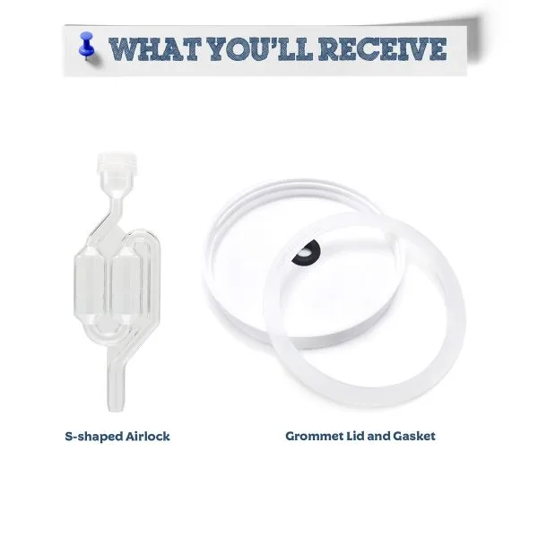 S-Shaped Airlock, Grommeted Lid, and Gasket