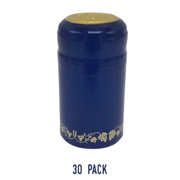 30 Pack Navy Blue Wine Bottle Pvc Shrink Caps
