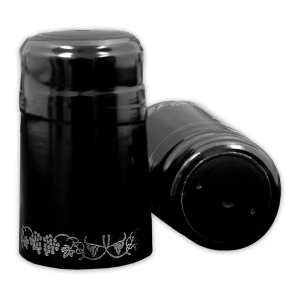 Black Silver Wine Bottle PVC Shrink Caps