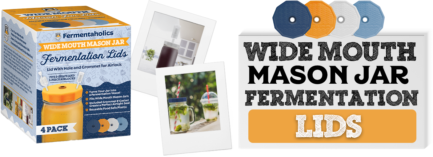 Plastic Wide Mouth Mason Jar Fermentation Lids - 4-Pack