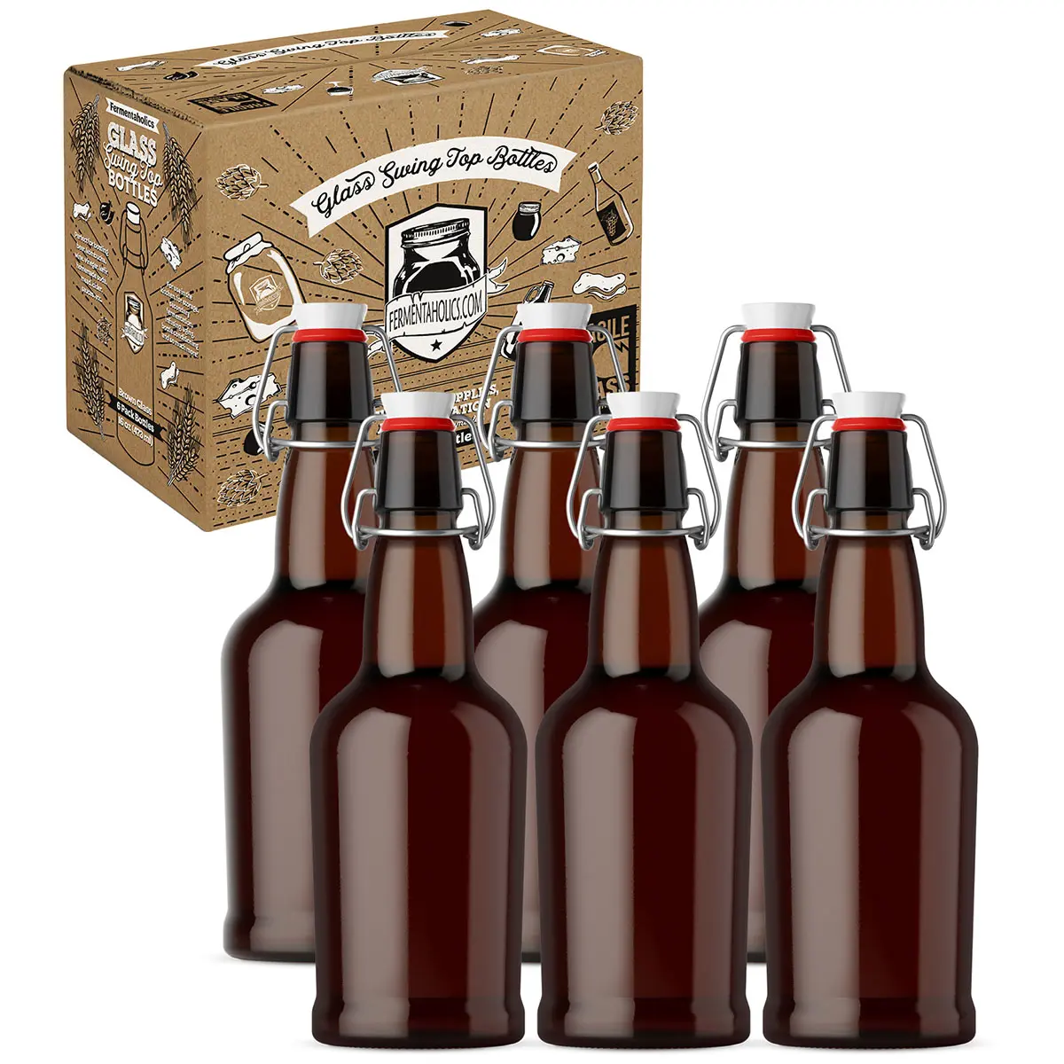Brown Swing Top Bottles 6 Pack