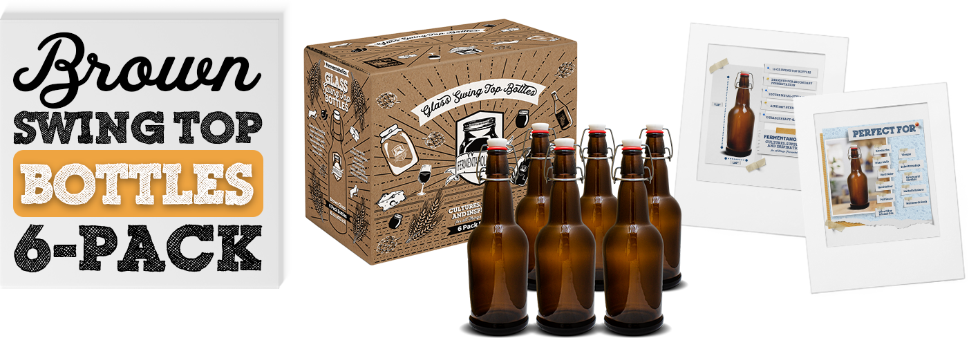 Amber Swing Top Bottles - 6-Pack