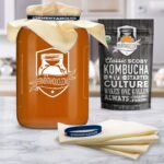 Kombucha Jar with Muslin Cover, Kombucha SCOBY and Rubber Bands