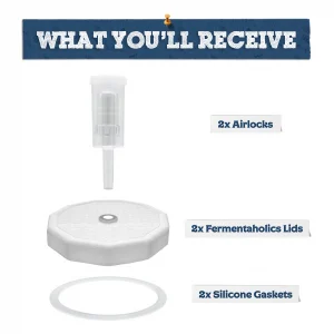White Wide Mouth Mason Jar Fermentation Lids With 3-Piece Airlocks