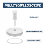 White Wide Mouth Mason Jar Fermentation Lids With 3-Piece Airlocks