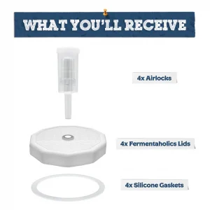White Wide Mouth Mason Jar Fermentation Lids With 3-Piece Airlocks