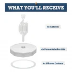White Wide Mouth Mason Jar Fermentation Lids With S-Airlocks