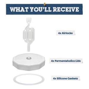 White Wide Mouth Mason Jar Fermentation Lids With S-Airlocks