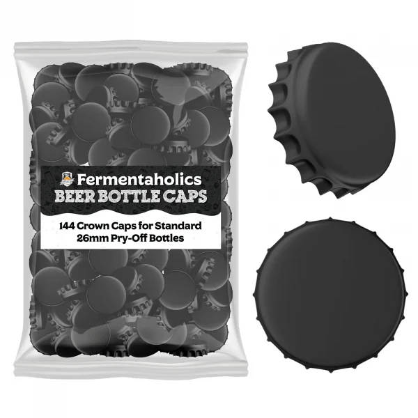 144 Black Beer Bottle Caps