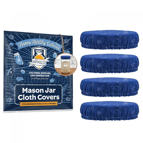 Elastic Blue Mason Jar Cover 4-Pack