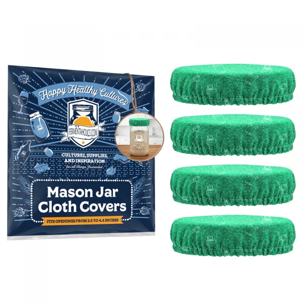 Elastic Green Mason Jar Cover 4-Pack