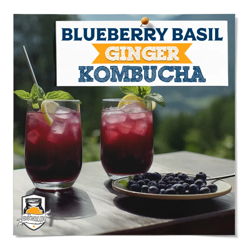 Blueberry Basil Ginger Kombucha