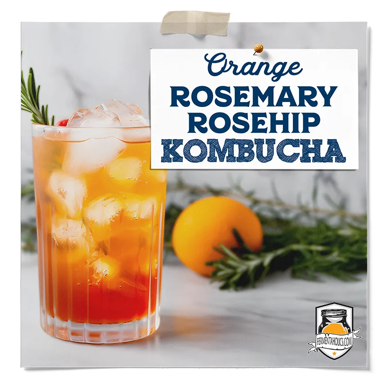 Orange Rosemary Rosehip Kombucha